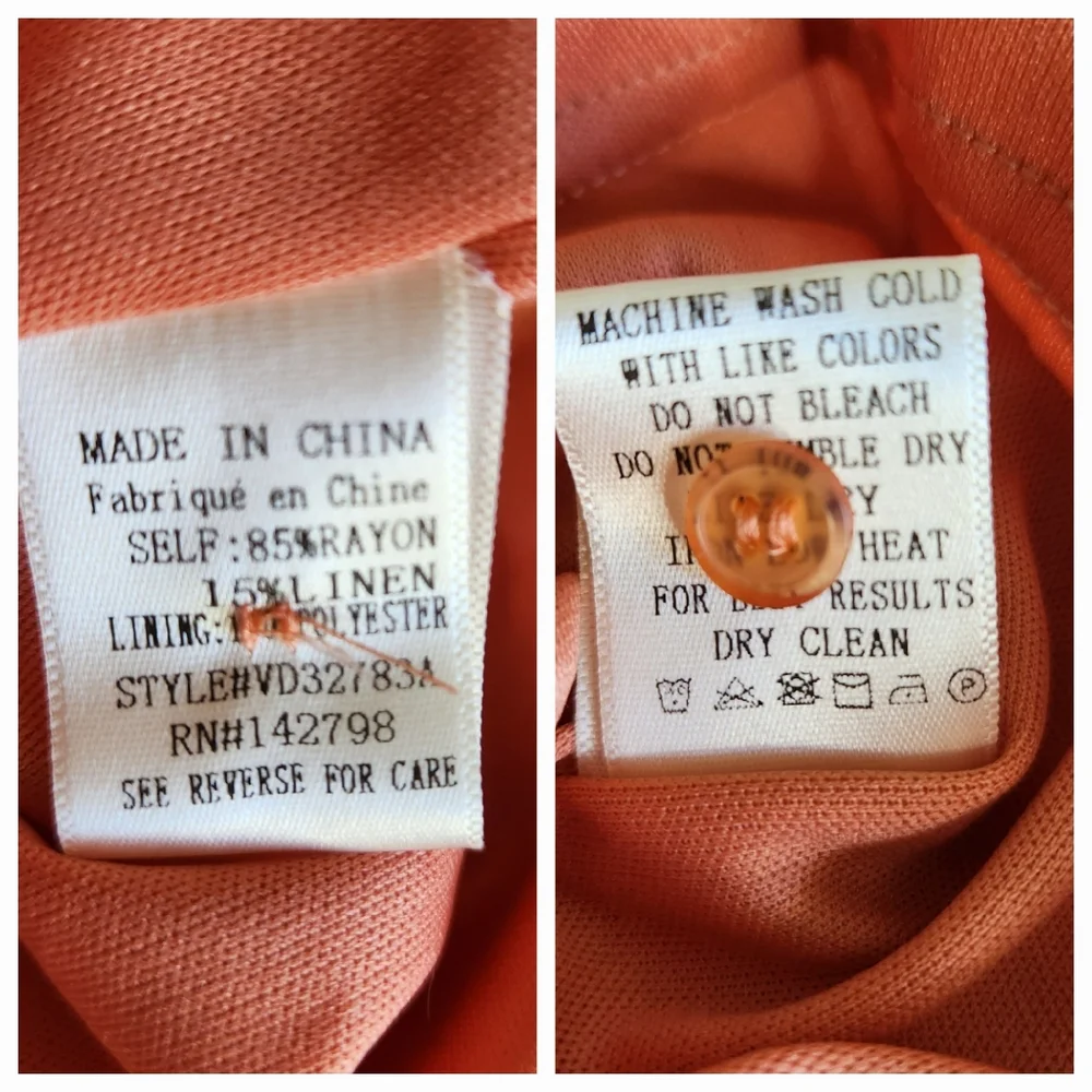 Altar'd State Linen Blend Mini Dress in Peach Coral Size Small
